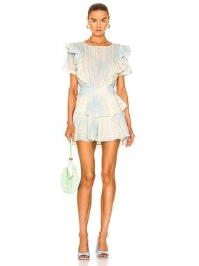 LoveShackFancy pastel blue and cream mini dress